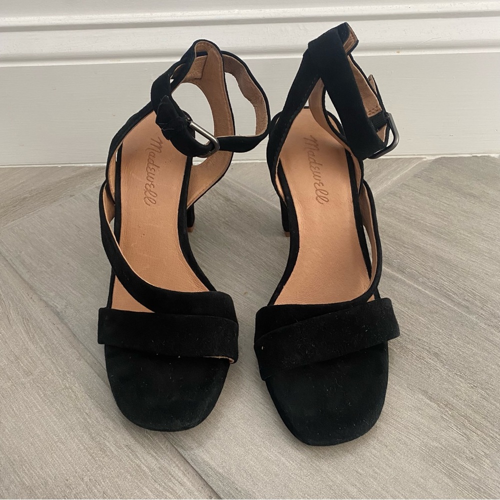 Madewell Strappy Black Velvet Heels